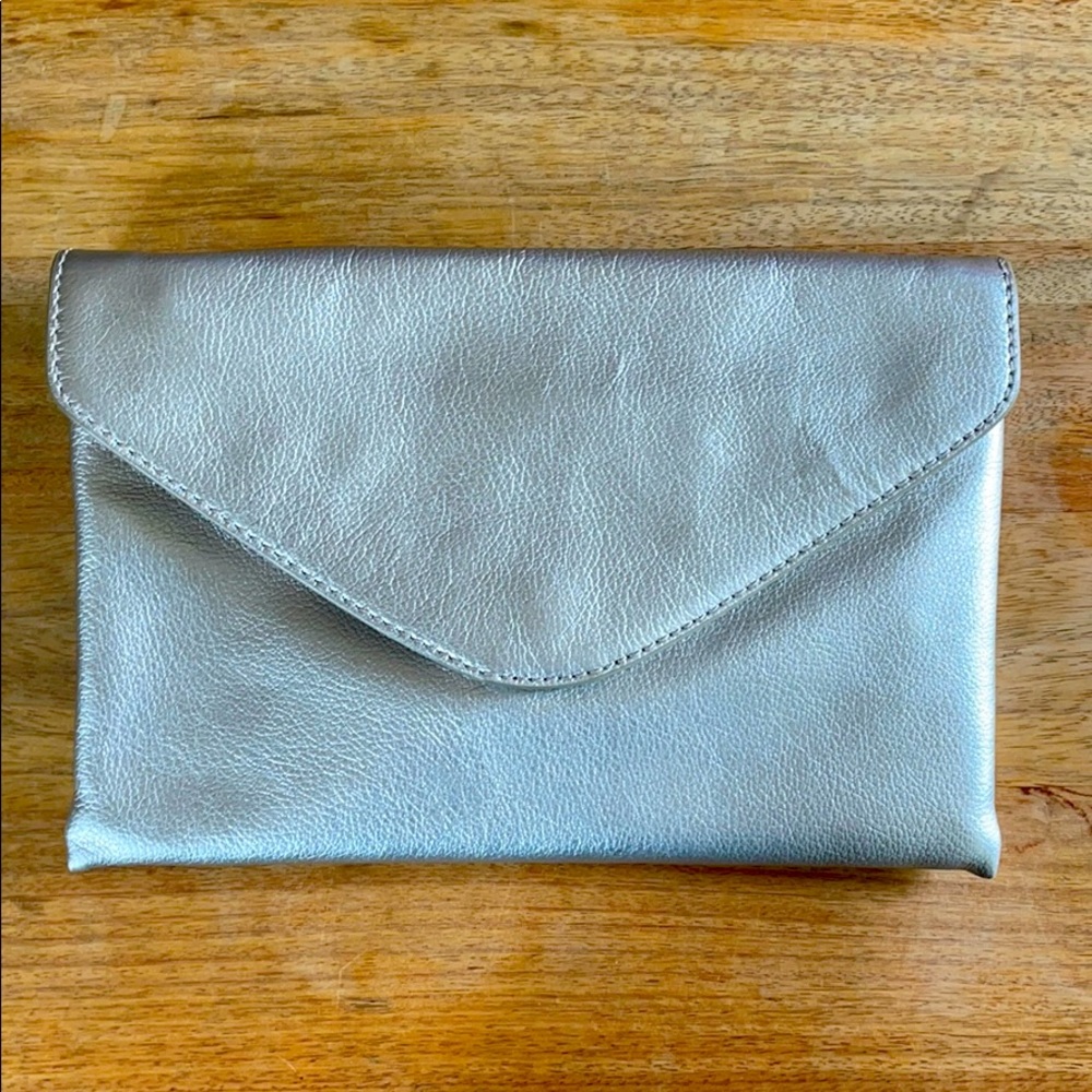 Leather Silver purse/wristlet